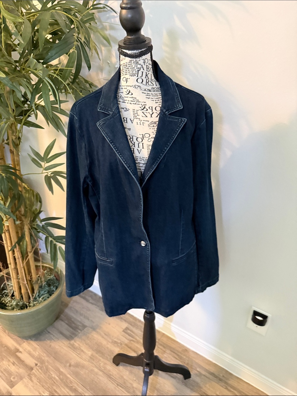 Gloria Vanderbilt Deep Navy Single-Button Blazer Jacket